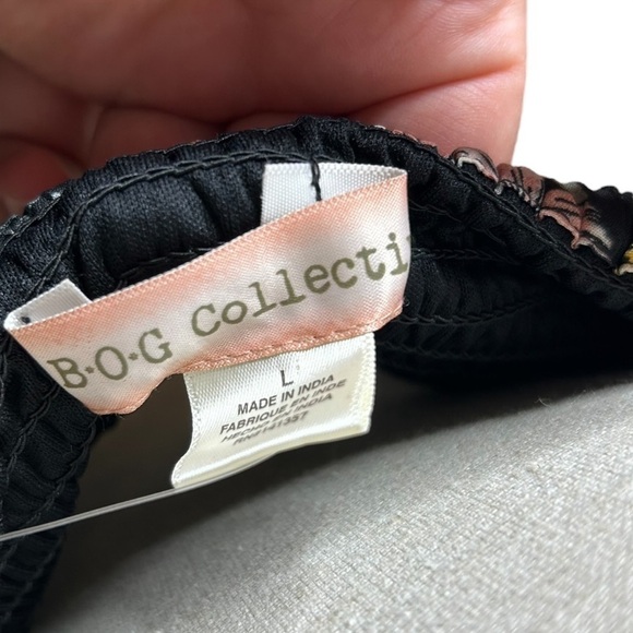 Band of Gypsies Collective Black Floral Cami Smocked Crop Top Size Large - Picture 13 of 14